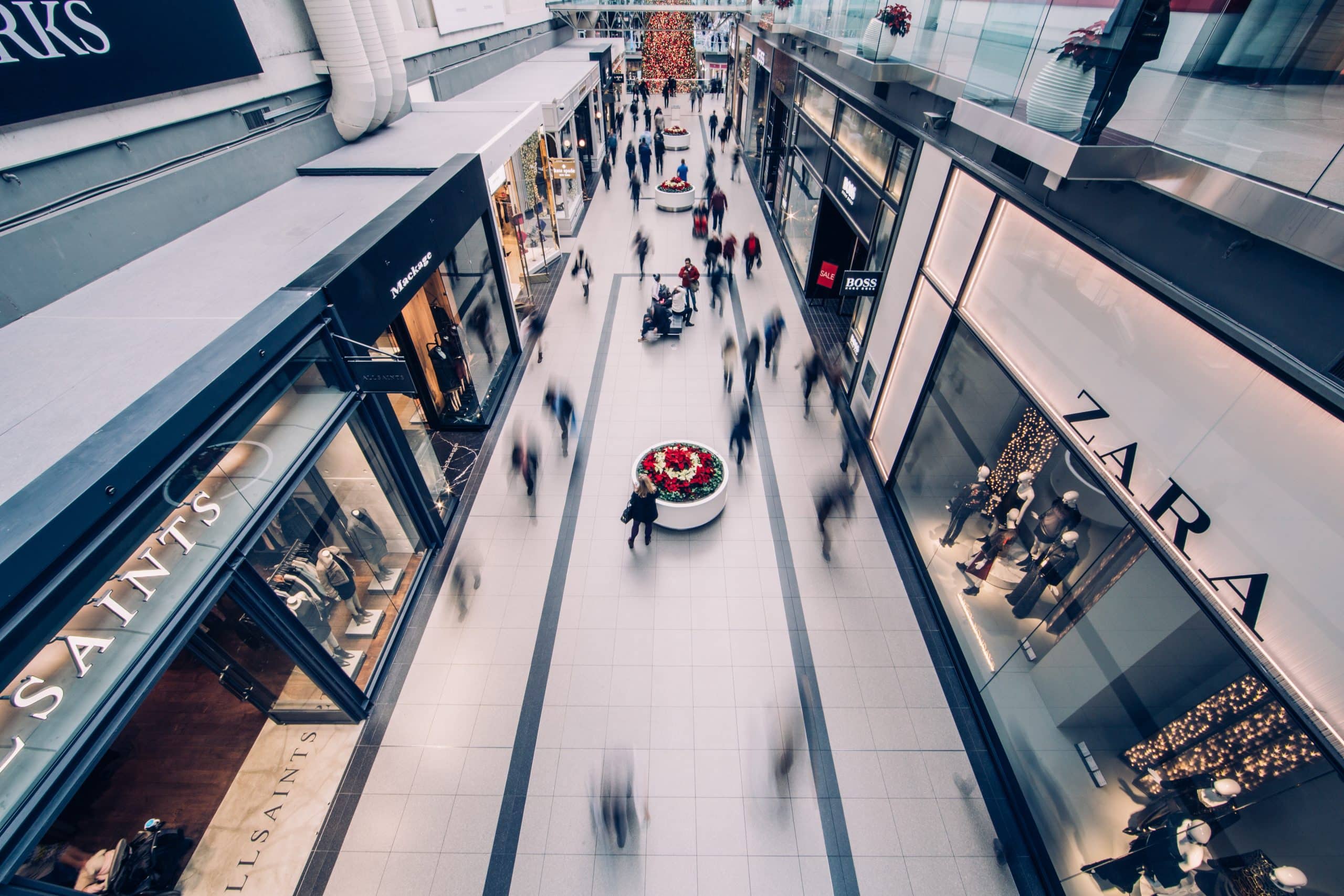magasins franchisés dans un centre commercial